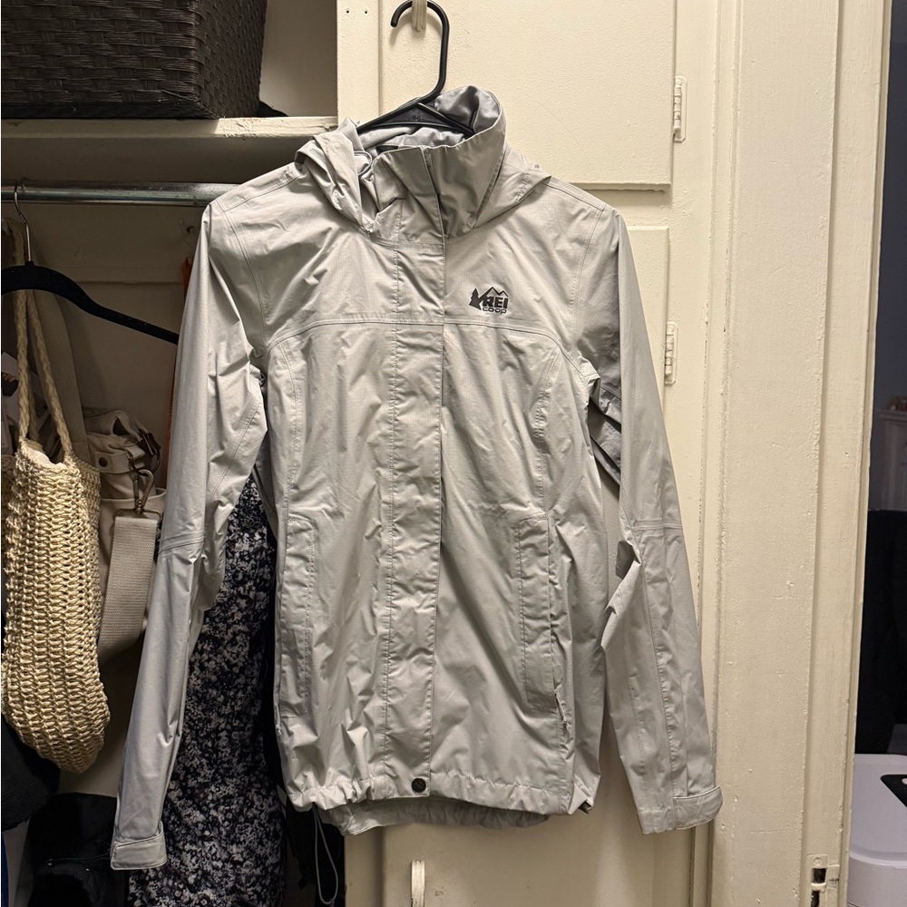 REI Light Gray Raincoat Jacket